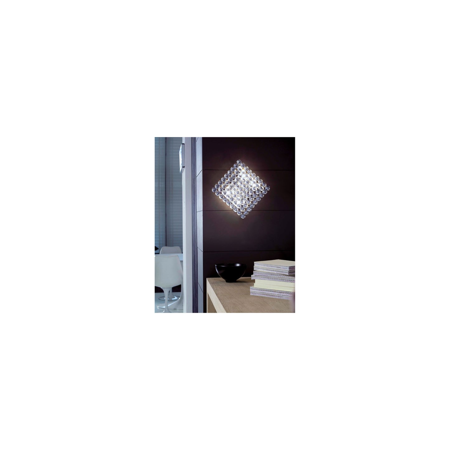 Topazio AP 39x39 4-Light Wall Lamp Nickel with Octagonal Crystals