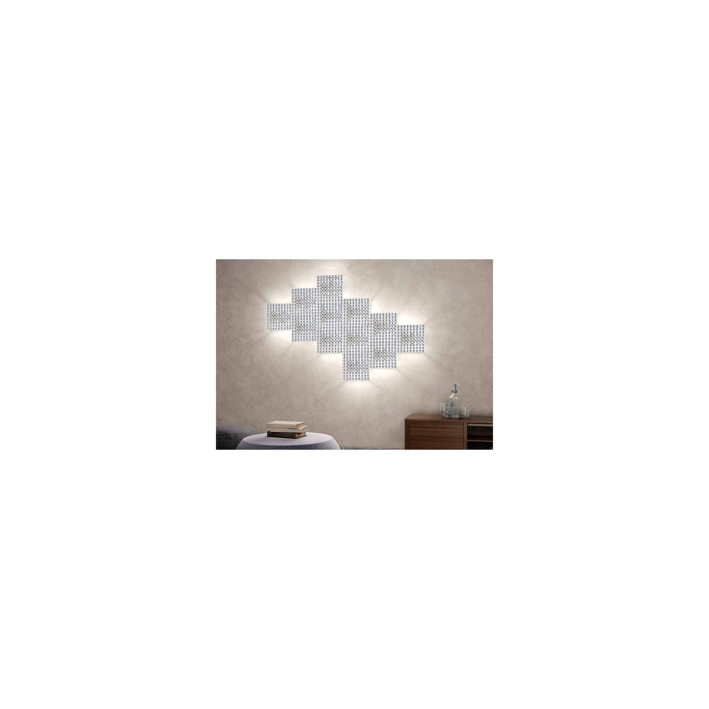 Topazio AP 39x39 4-Light Wall Lamp Nickel with Octagonal Crystals
