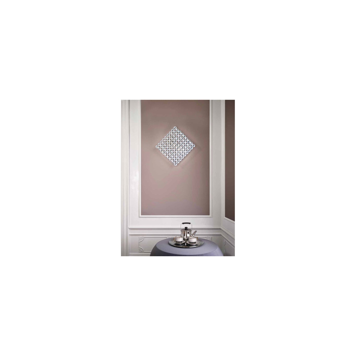 Topazio AP 39x39 4-Light Wall Lamp Nickel with Octagonal Crystals