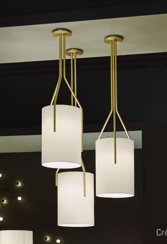 Arborescence Pendant with Three Claw enclosed Drop Paper Lampshade