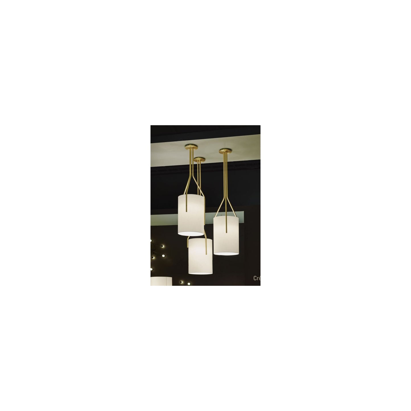 Arborescence Pendant with Three Claw enclosed Drop Paper Lampshade