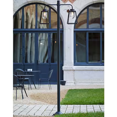 Lampiok Model 8 Large Double Arm Clear Glass Lamp Post