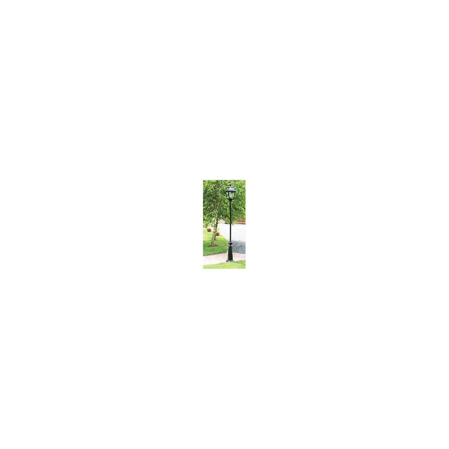 Place Des Vosges 2 Model 8 Large Clear Glass Lamp Post with Minimalist lines style lantern