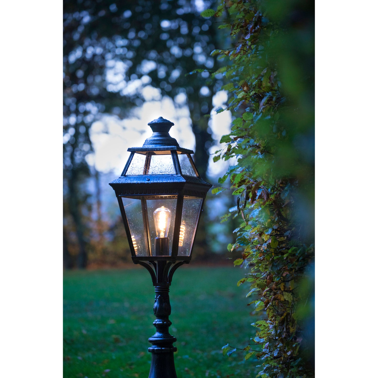 Place Des Vosges 3 Small Clear Glass Lamp Post with Minimalist lines style lantern