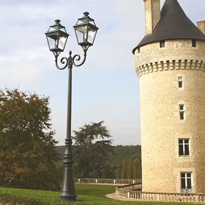 Place Des Vosges 3 Model 7 Large Double Arm Clear Glass Lamp Post