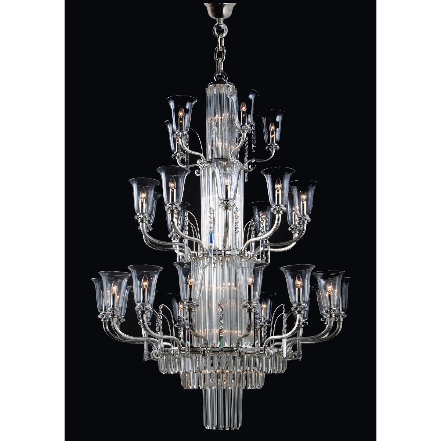 Gallery 48-Light Crystal Glass Chandelier with Glass Shade