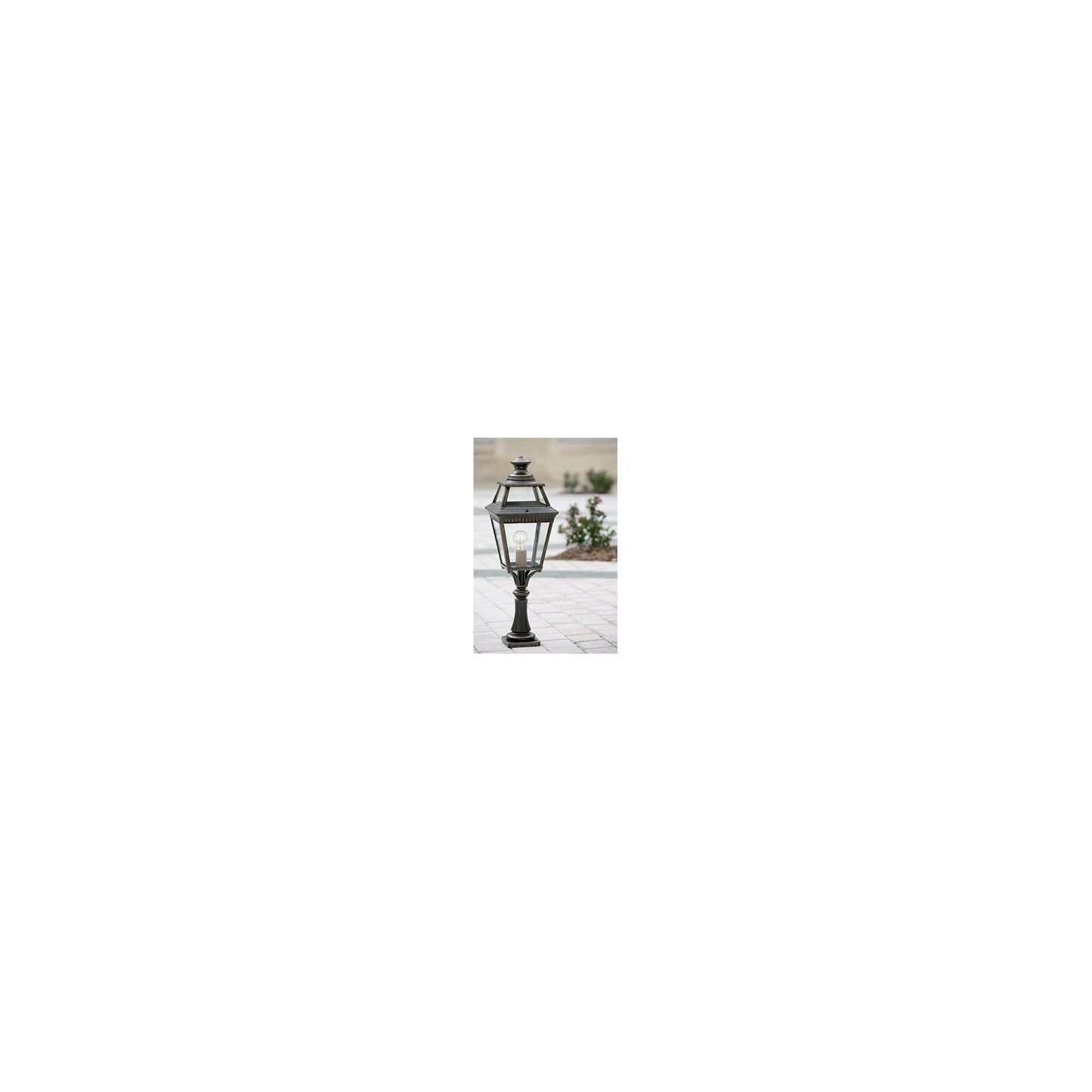 Place Des Vosges 3 Small Clear Glass Pedestal with Four-Sided Lantern