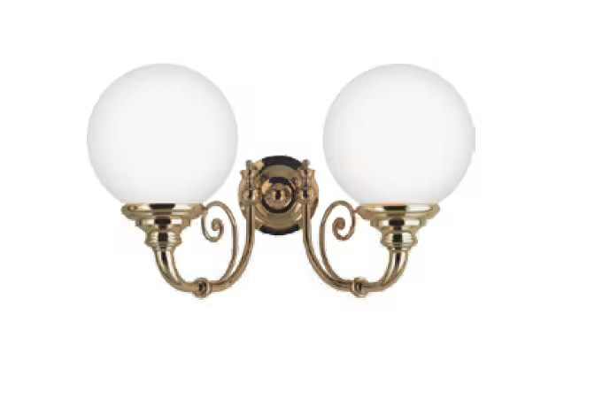 Newport Double Upward Wall Lamp with White Blown Glass