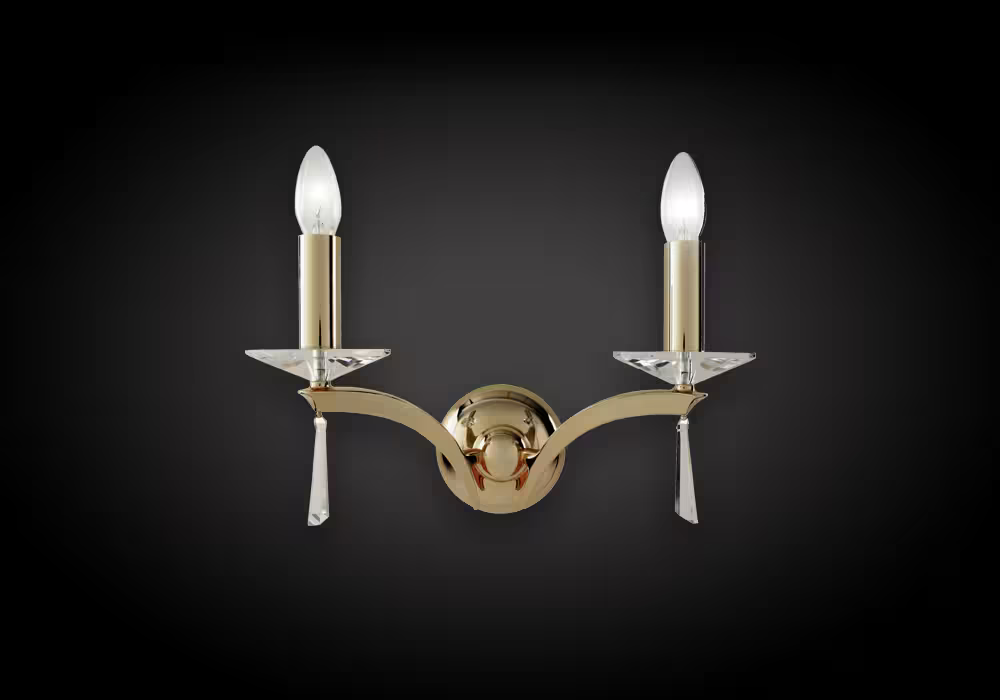 Forum Double Upward Wall Lamp with Asfour Lead Crystal