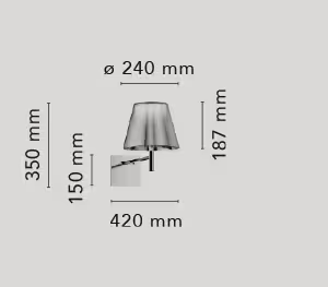 KTribe Upward Wall Light with Polished Aluminum Arm & Diffuser Support