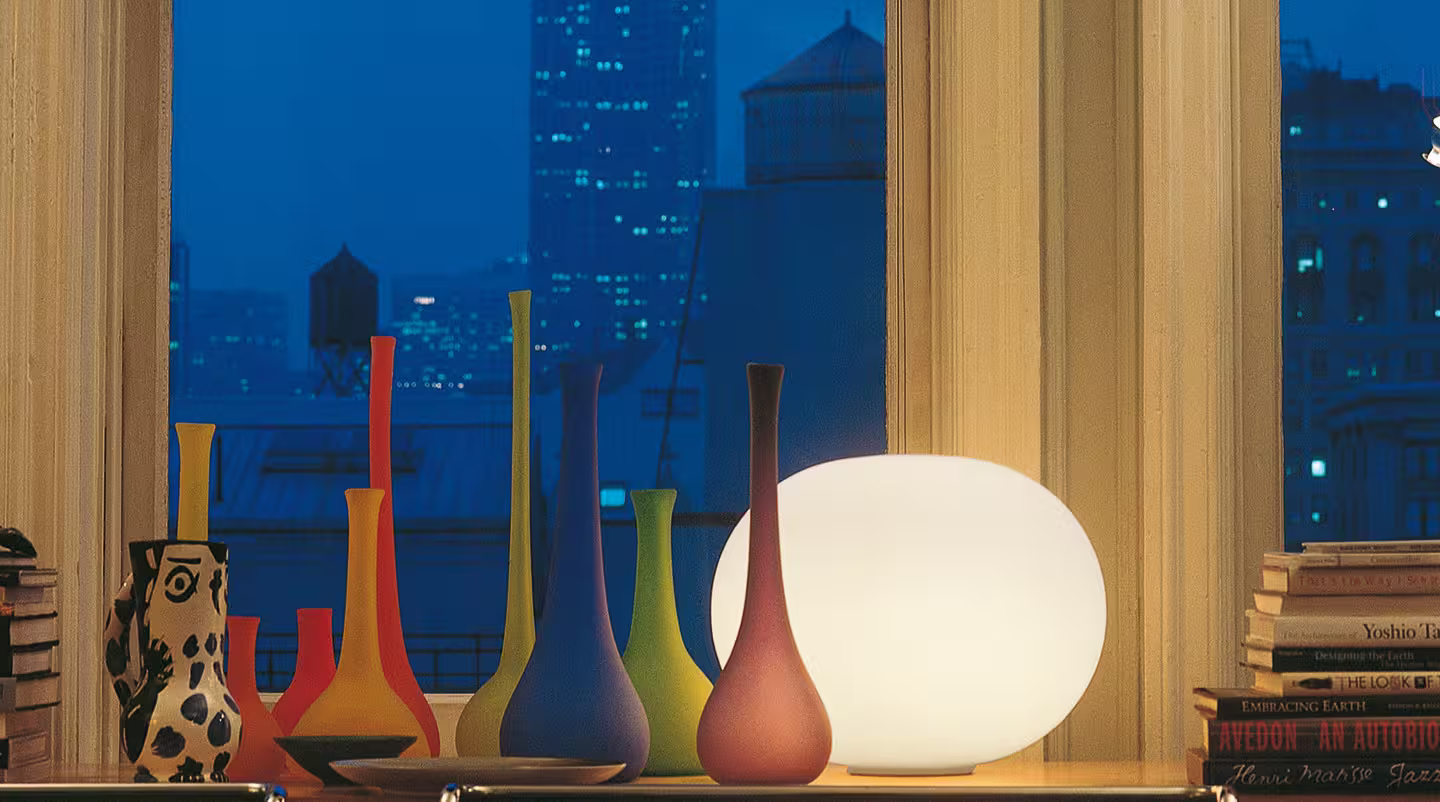 Glo-Ball Basic 2 Large Opal Glass Desk Lamp with Die-Cast Aluminium Support