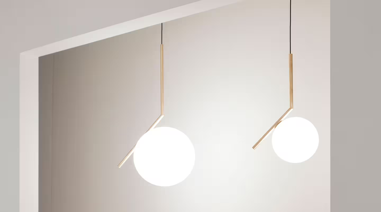 IC S1 Small Steel Pendant with Blown Glass Opal Diffuser