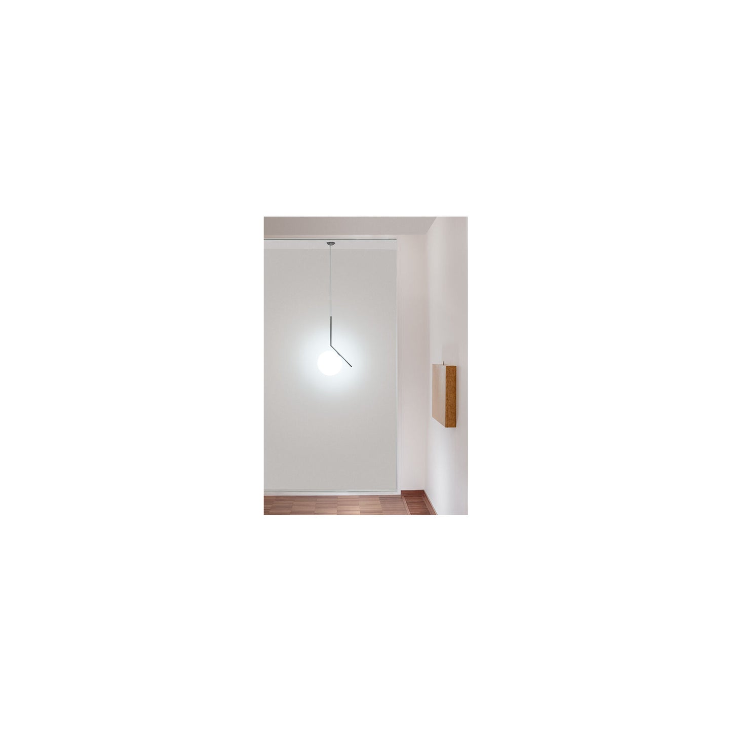 IC S1 Small Steel Pendant with Blown Glass Opal Diffuser