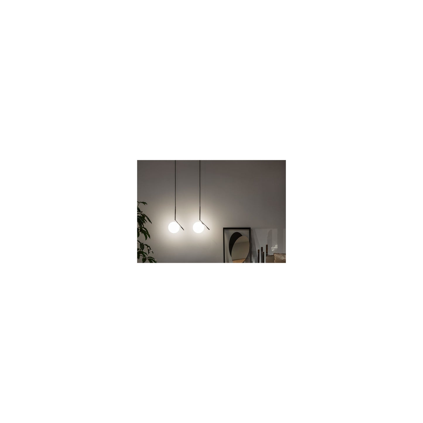 IC S1 Small Steel Pendant with Blown Glass Opal Diffuser