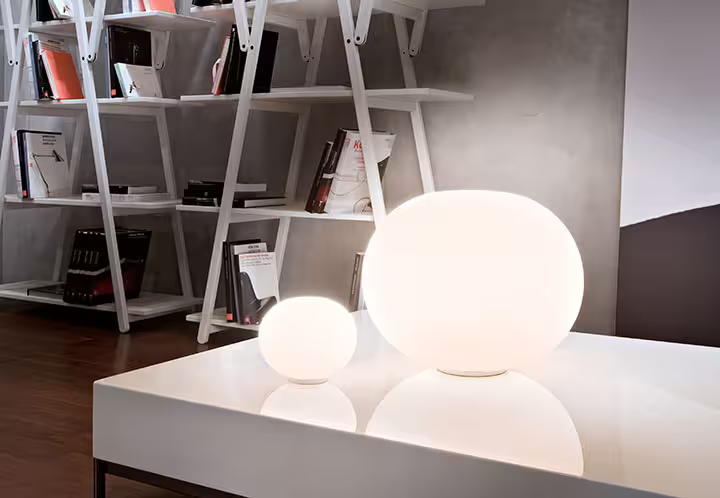 Glo-Ball Basic Zero Opal Glass Desk Lamp with Die-Cast Aluminium Support