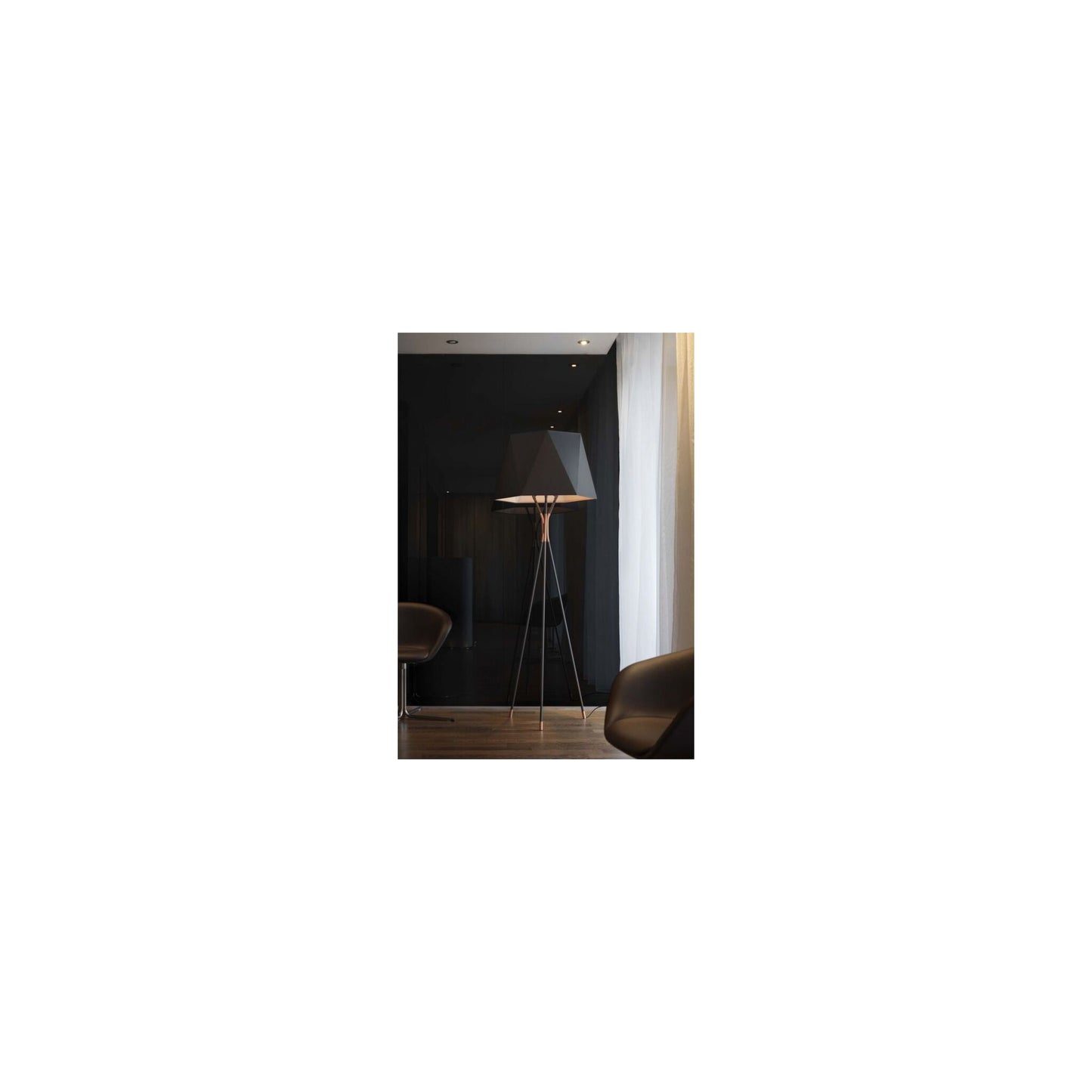 Solitaire Floor Lamp with Black Shade
