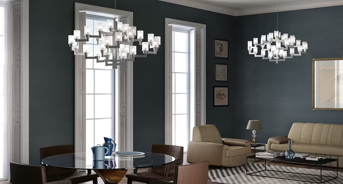 Artu 32-Light Metal Chandelier with Satin Glass Diffusers
