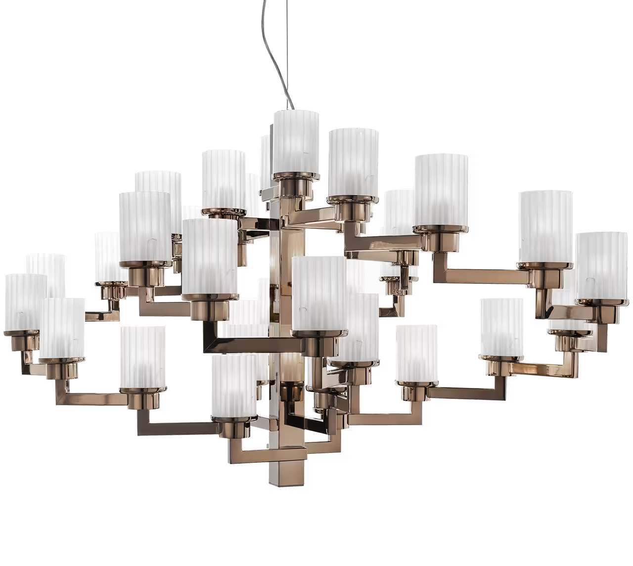 Artu 32-Light Metal Chandelier with Satin Glass Diffusers