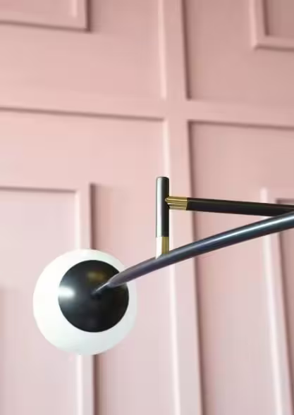 Arch White Glass Ceiling Lamp with Thin Metal Tubes
