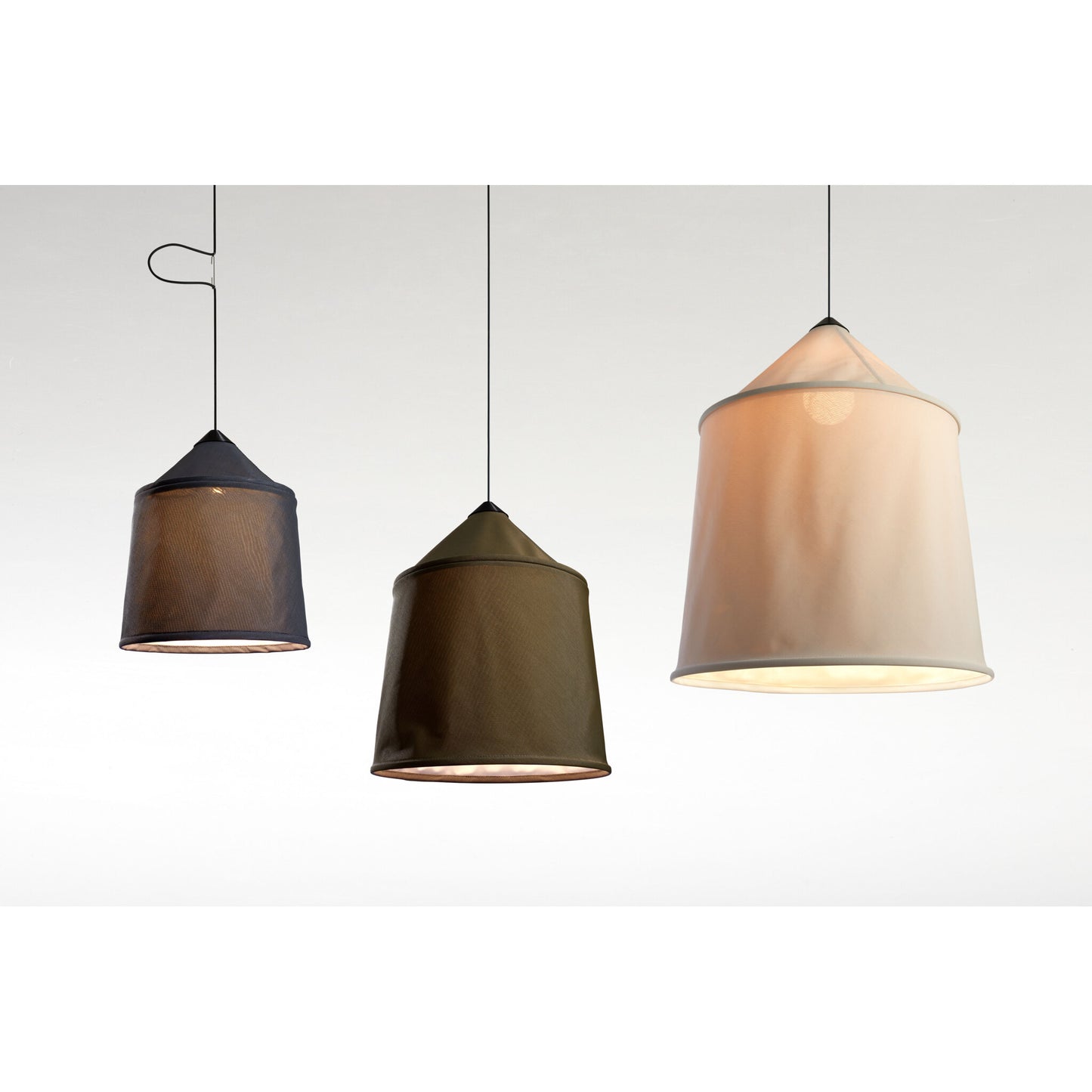 Jaima 71 IP65 Large Outdoor LED Pendant with Tapered Textile Shade