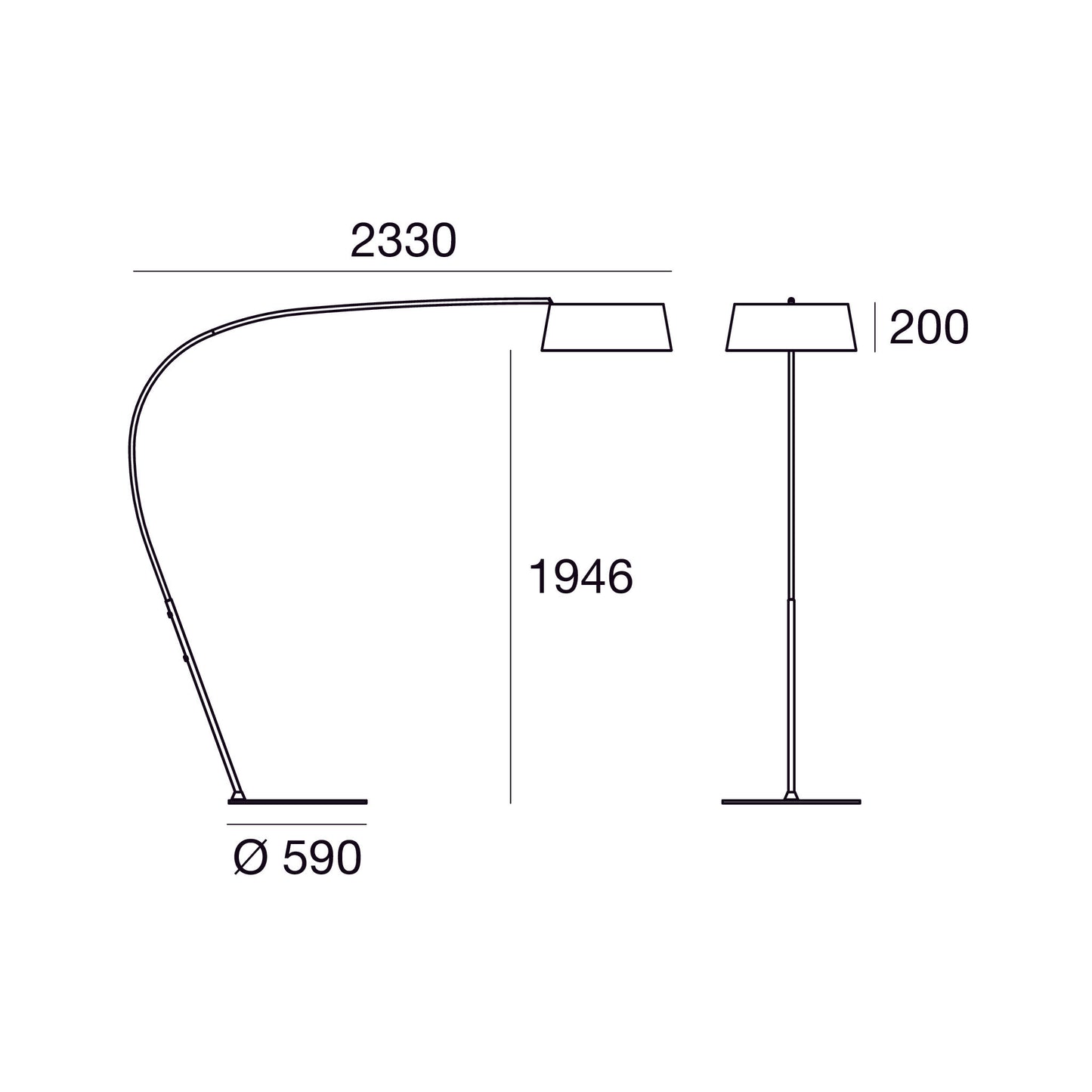 Oxygen FL1 Adjustable LED Floor Lamp with Arched Upright & Flexible Rod
