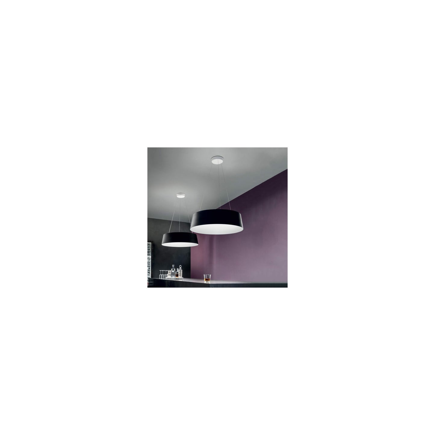 Oxygen P Small Round LED Pendant with Polyurethane Lampshade