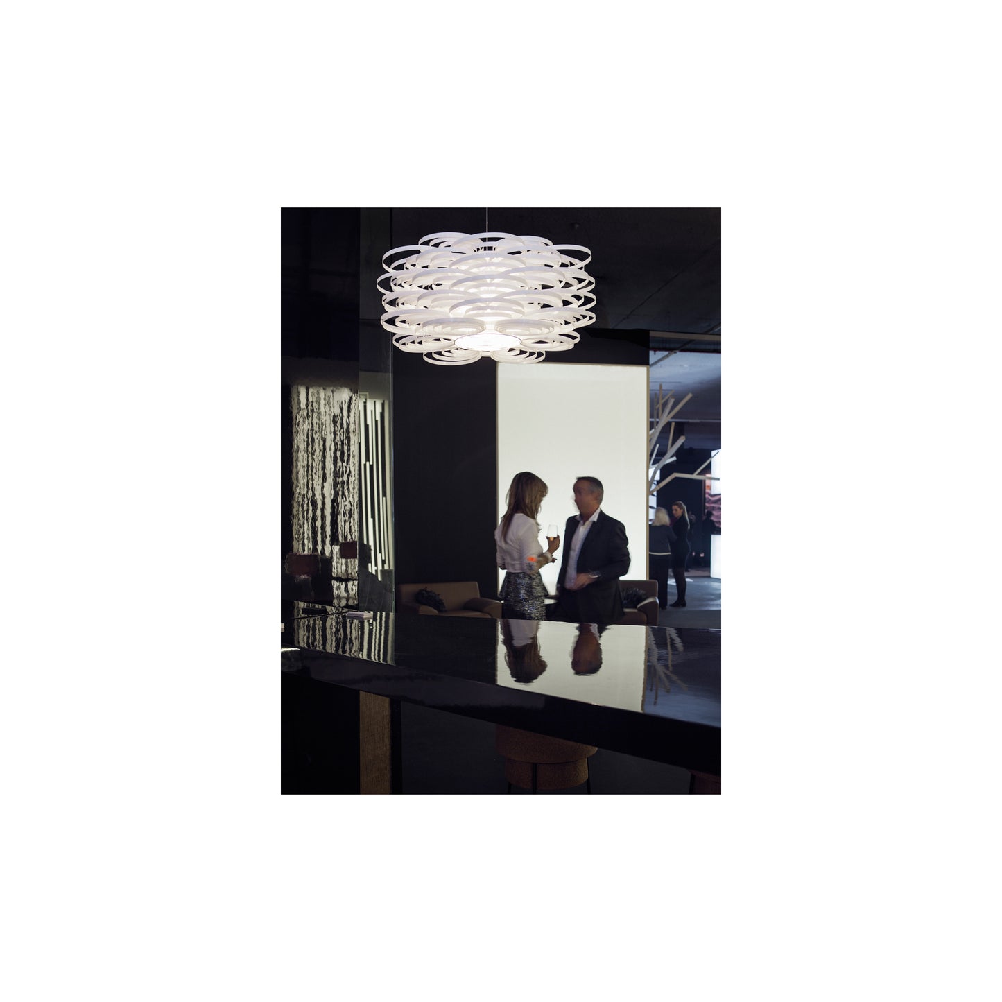 Aros White Steel Pendant with Polypropylene Strips