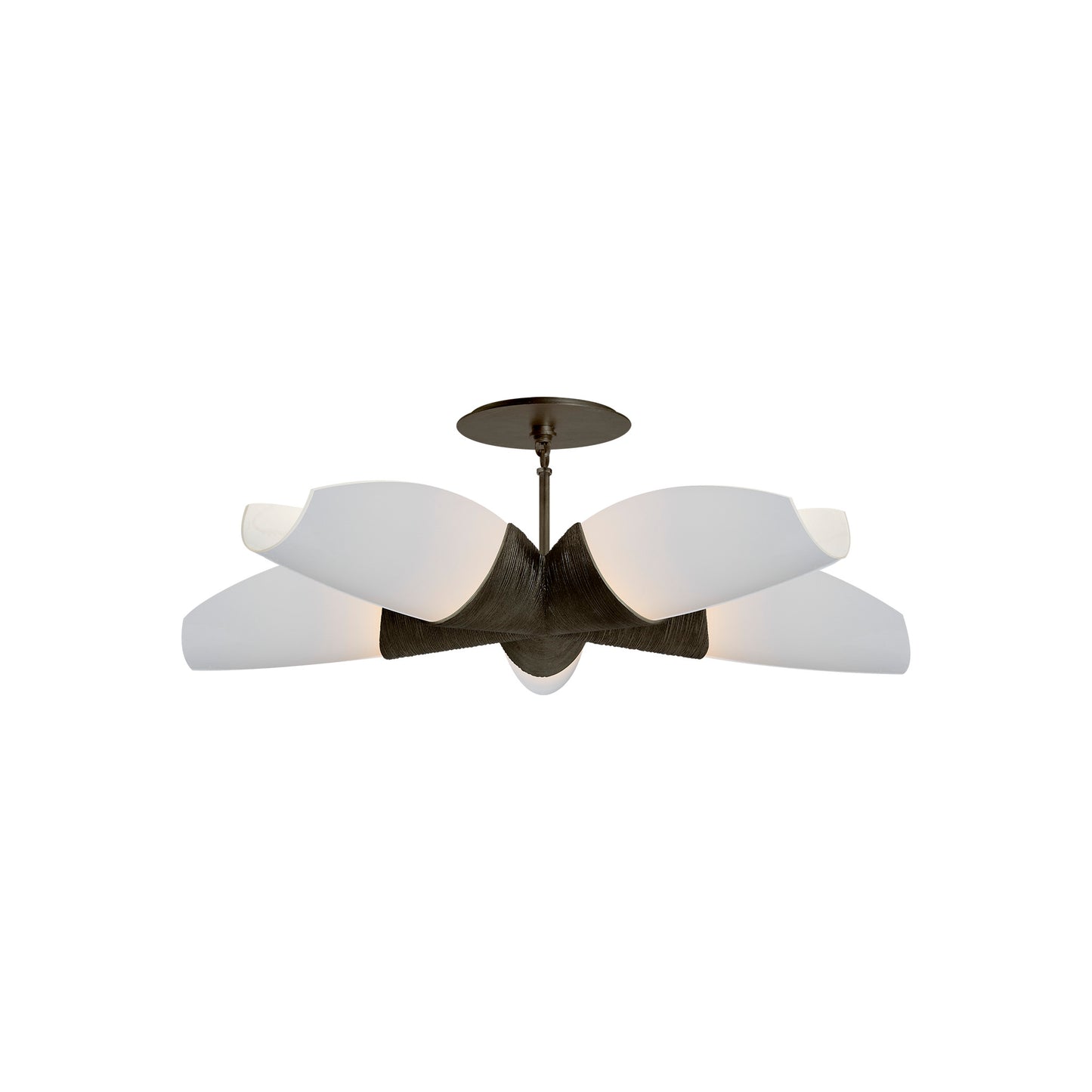 Utopia Medium White Glass Five-Arm Chandelier