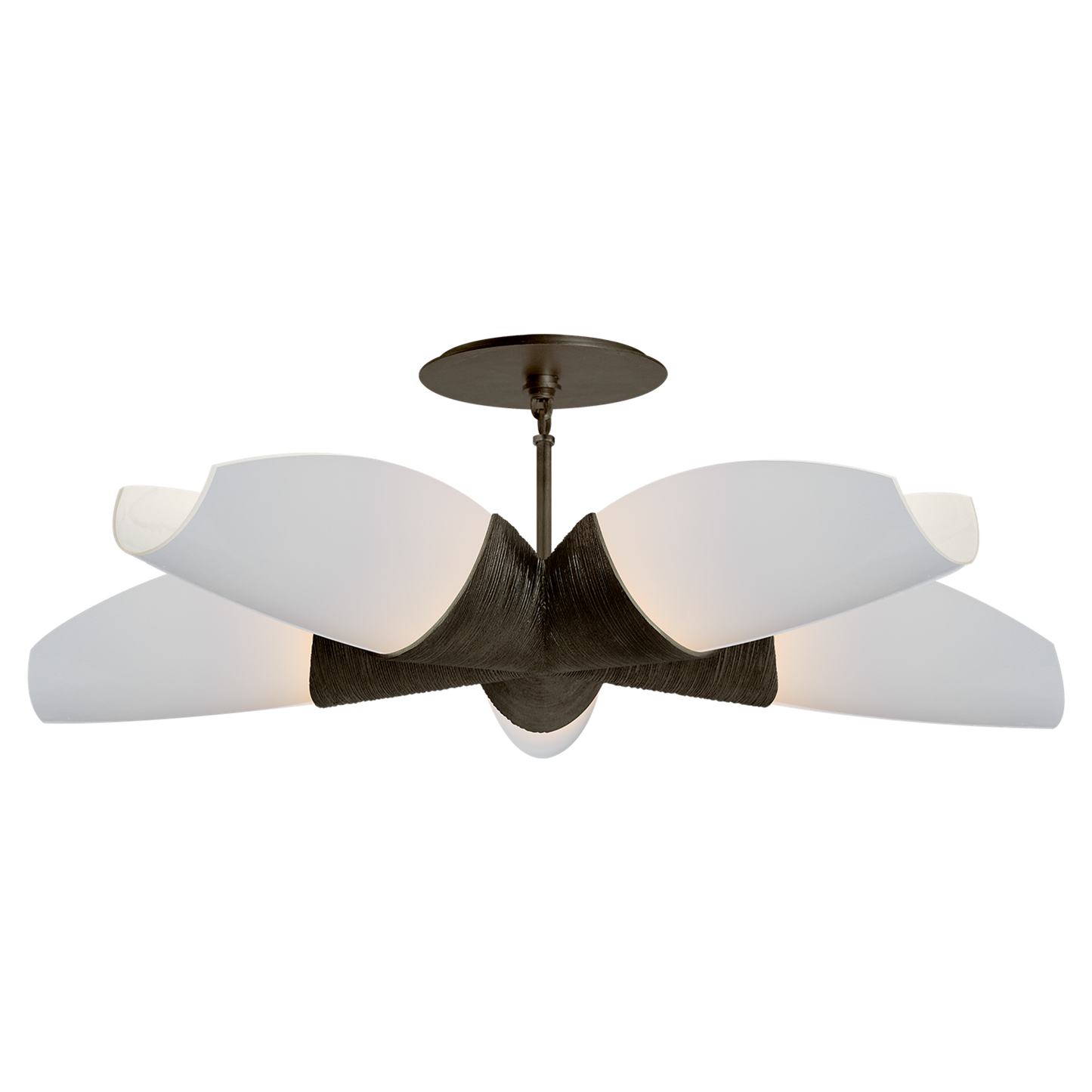 Utopia Medium White Glass Five-Arm Chandelier