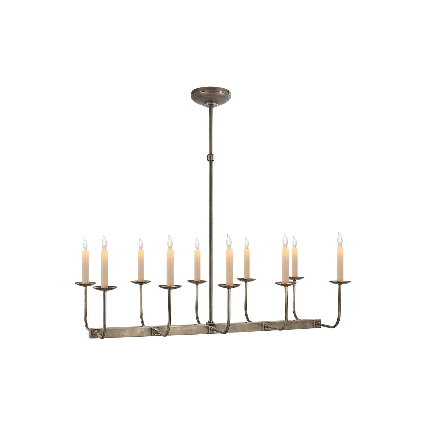 Linear Ten-Light Branched Chandelier