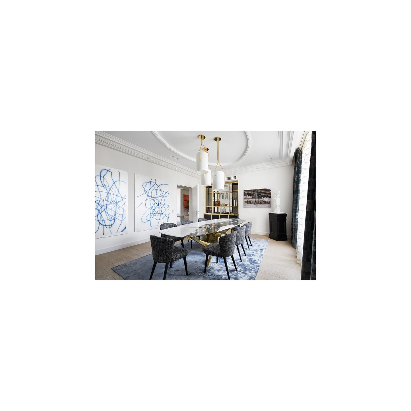 Arborescence Pendant with Three Claw enclosed Drop Paper Lampshade
