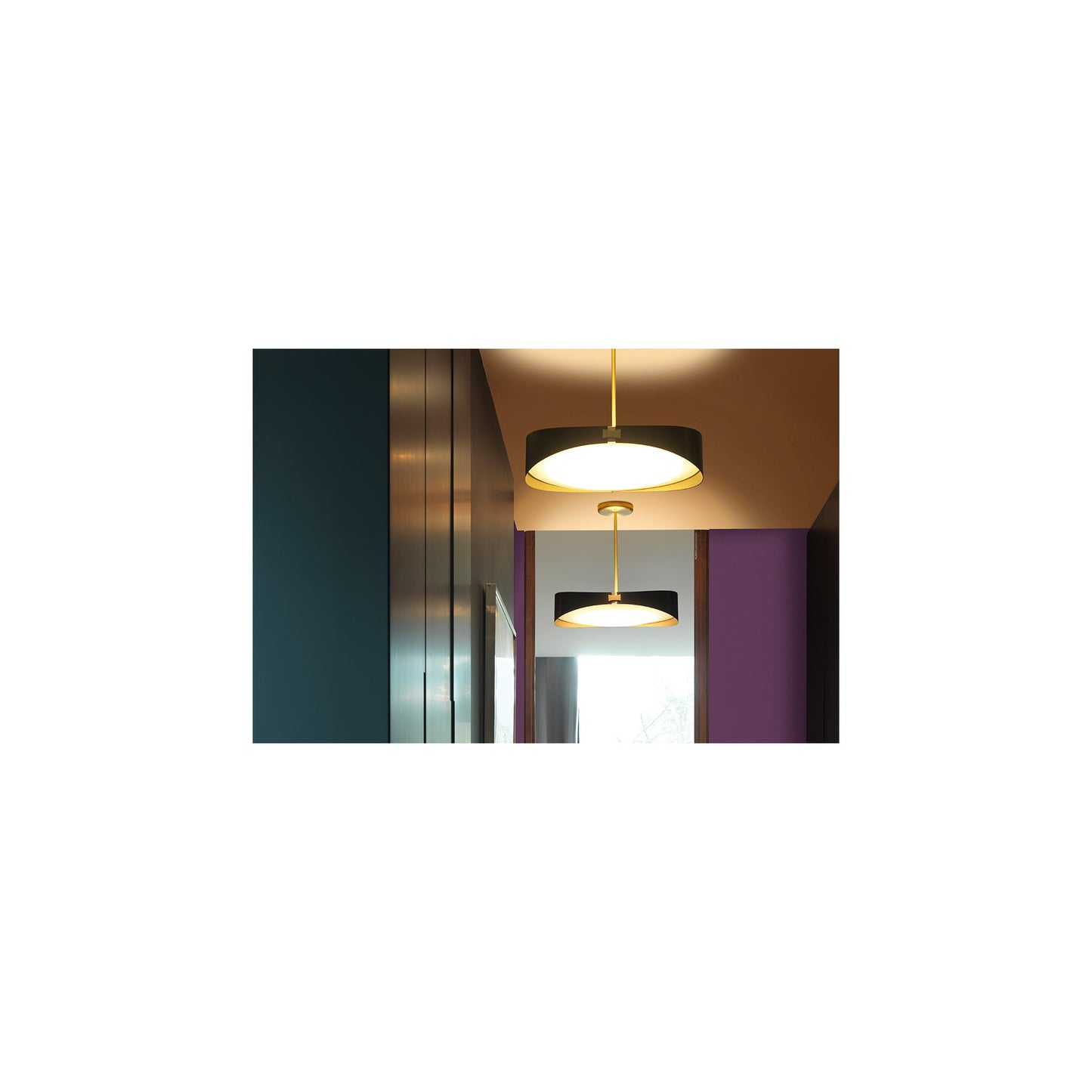 Ring Two-Toned Brass Pendant with Polycarbonate Diffuser