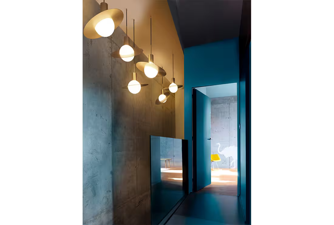 Saturne LED Pendant with Solar System Shaped Rotating Brass Ring