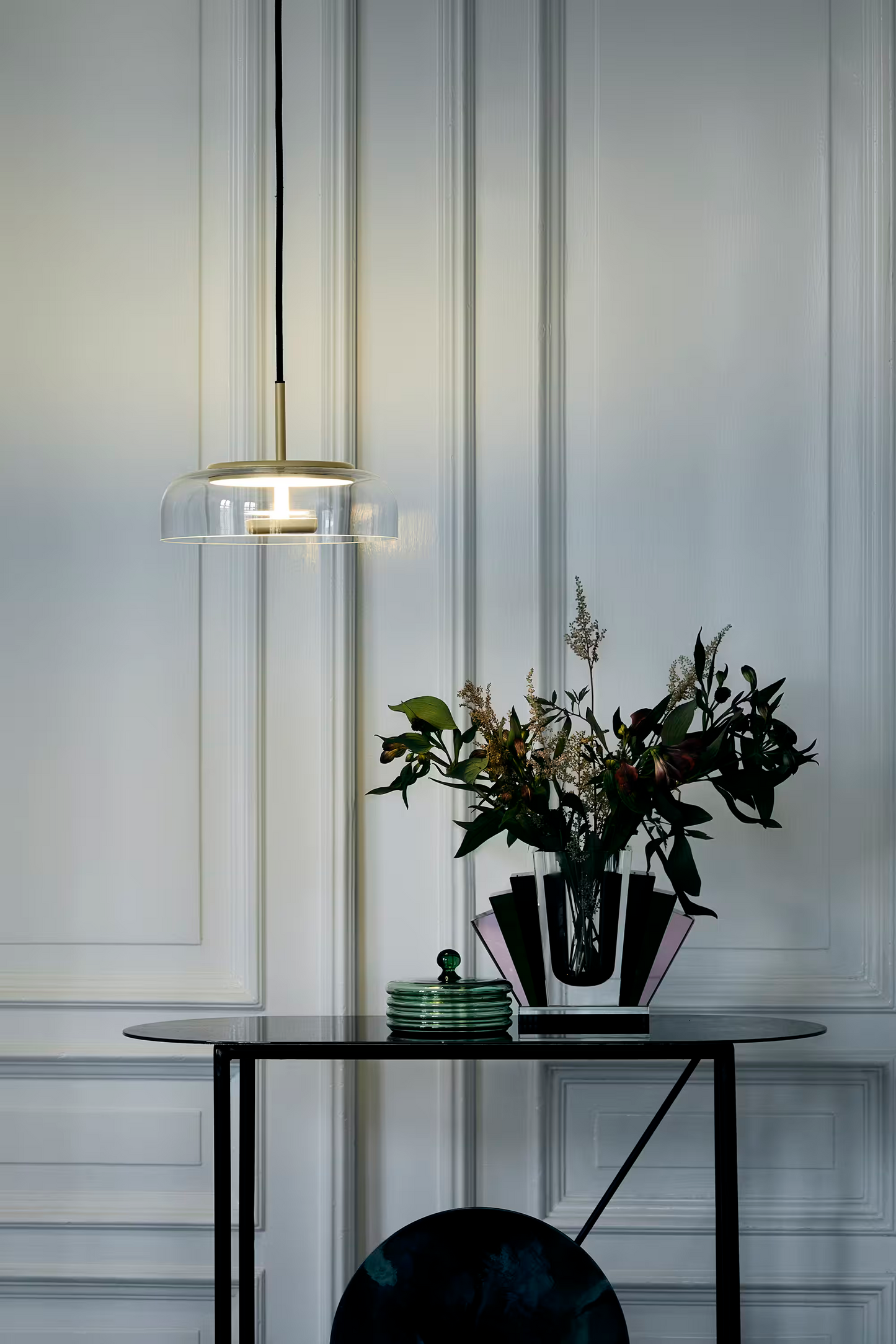 Blossi 1 Single Clear Glass LED Pendant with Nordic Gold Metal