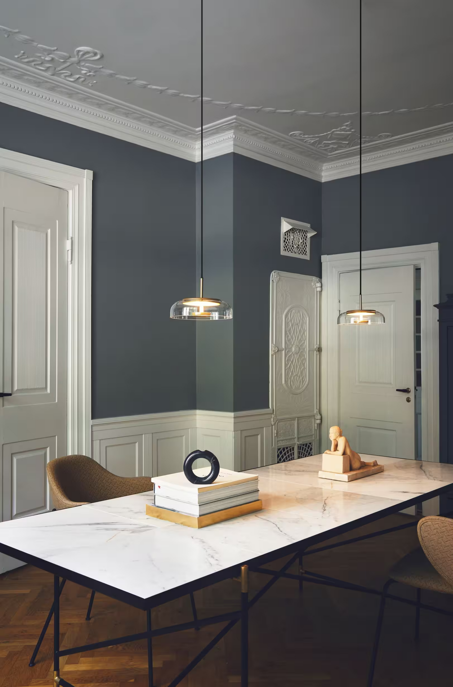 Blossi 1 Single Clear Glass LED Pendant with Nordic Gold Metal