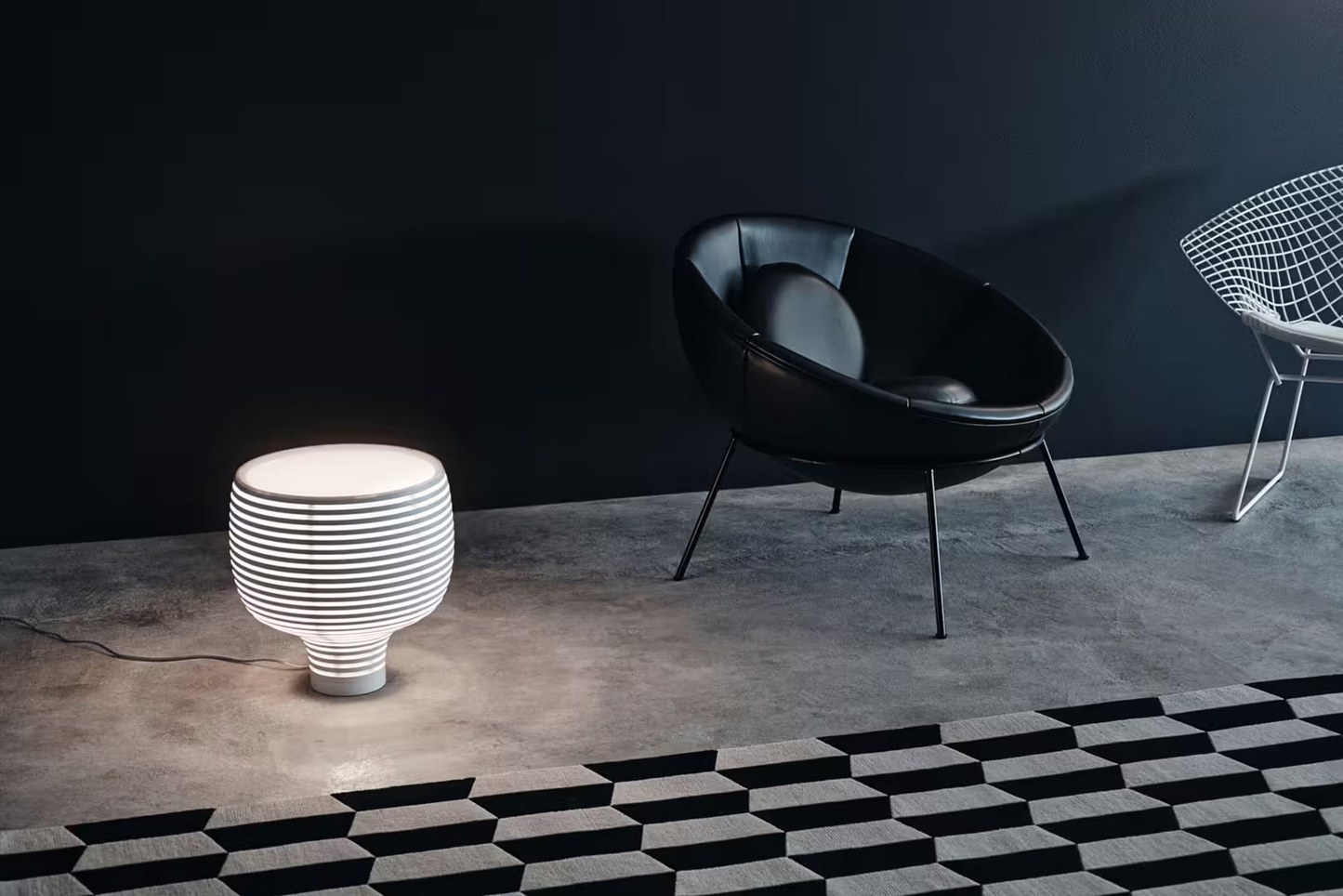 Behive LED Floor or Table Lamp with Polycarbonate & Varnished Metal