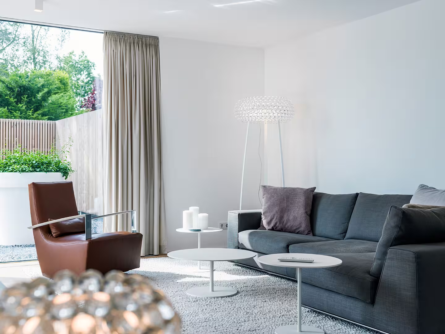 Caboche Media Metal Base Floor Lamp with Circular Shaped Diffuser