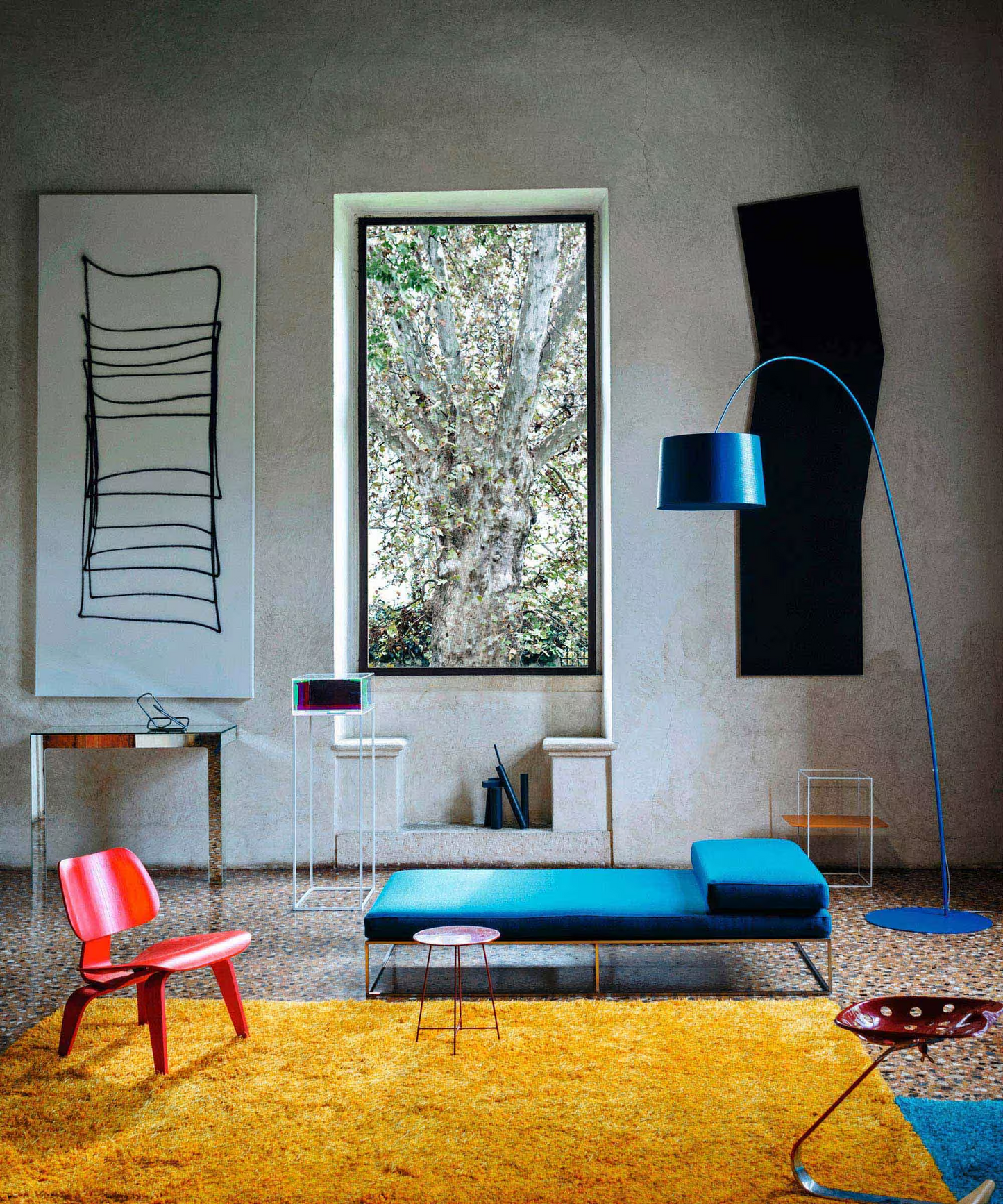 Twiggy Arched Line Floor Lamp with Coated Metal & Aluminium