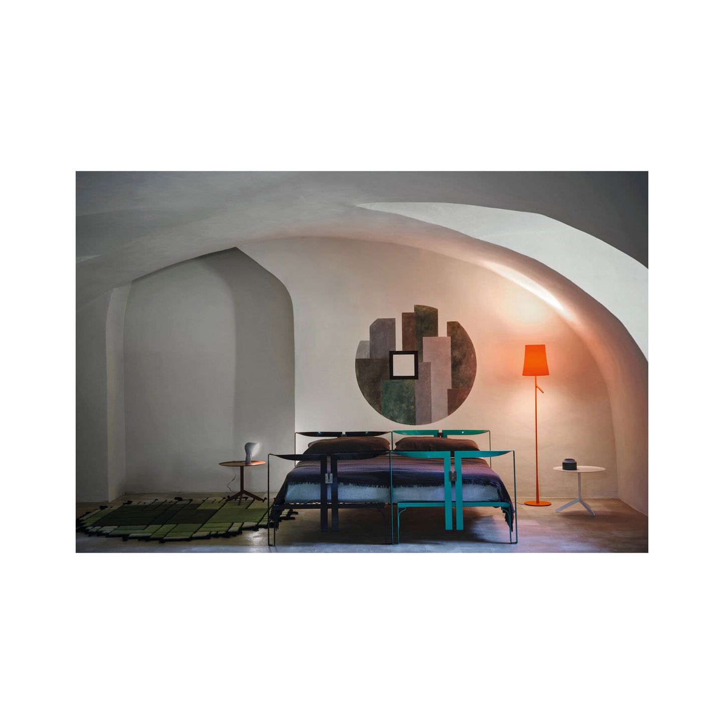 Birdie Lettura On/Off Floor Lamp with Metallized Blown Glass & Varnished Steel