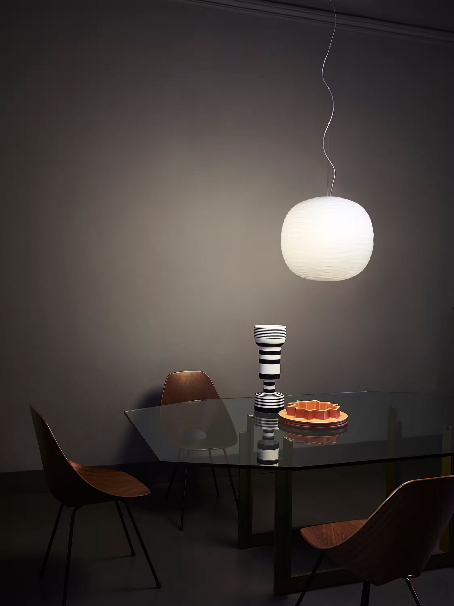 Gem Single H 10M E27 Pendant with Blown Acid-Etched Glass