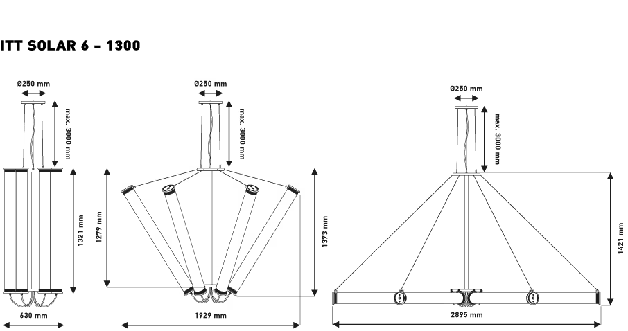 In The Tube Solar 6-1300 Six-Light Chandelier
