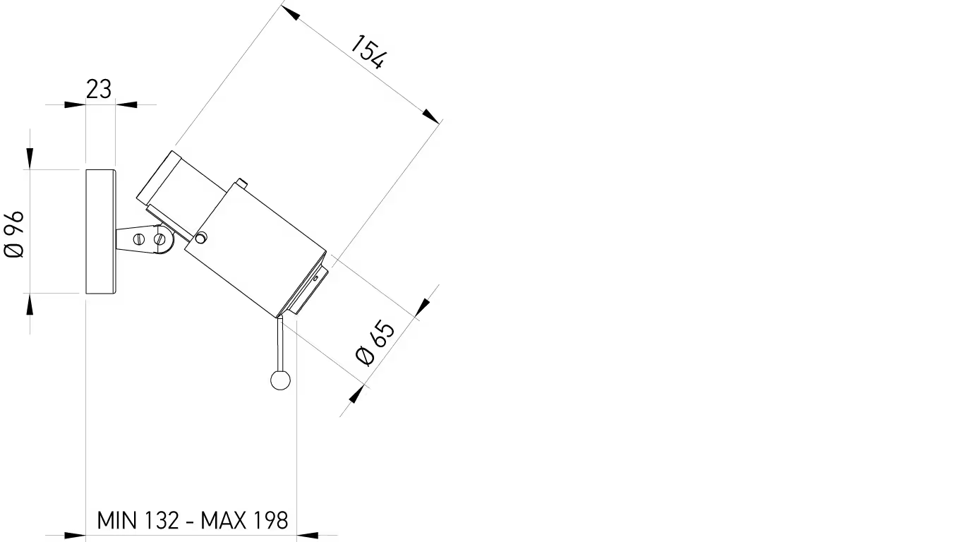 Biny Spot Matt Black Body LED Wall Light with Switch