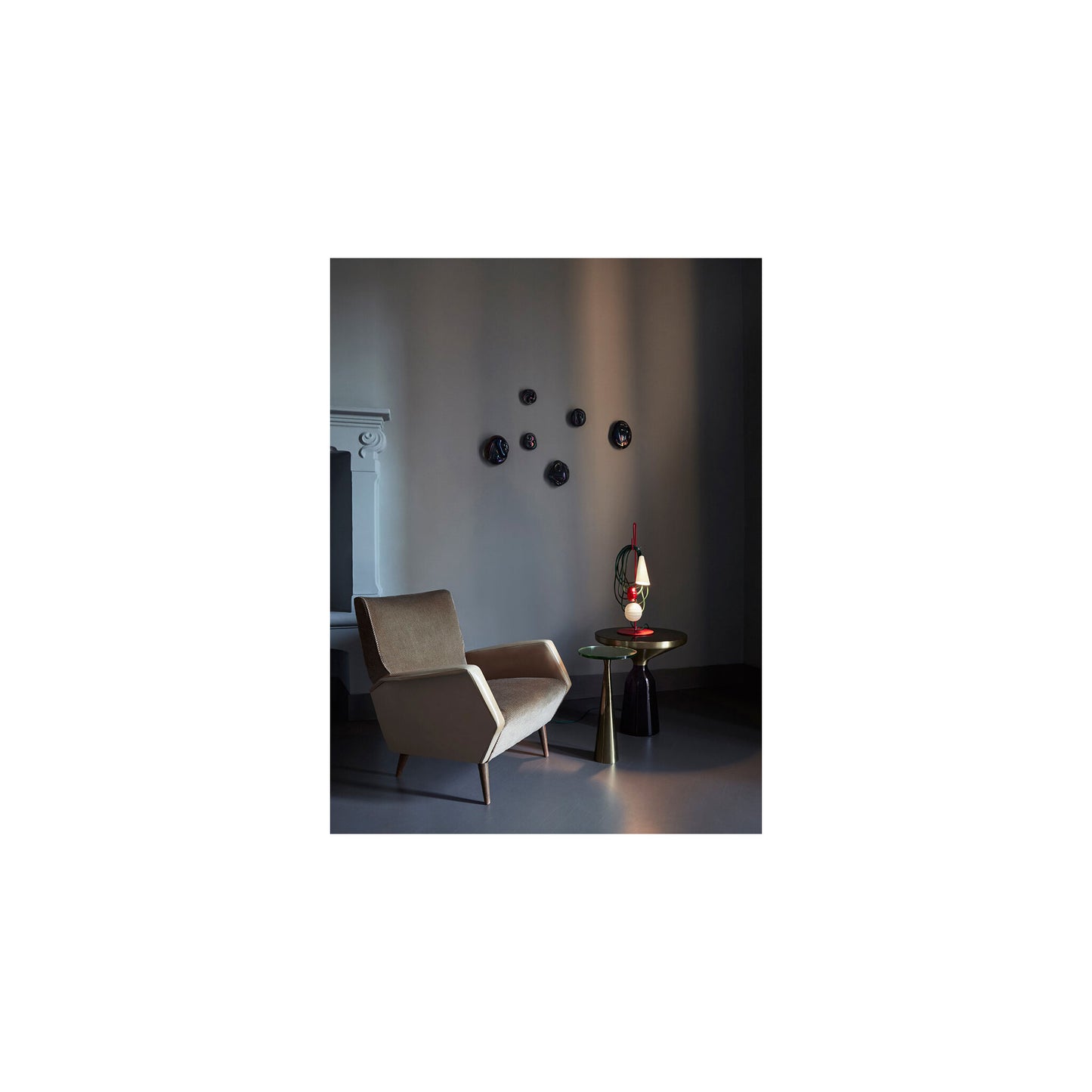 Filo Blown Glass Table Lamp with Porcelain & Coated Metal