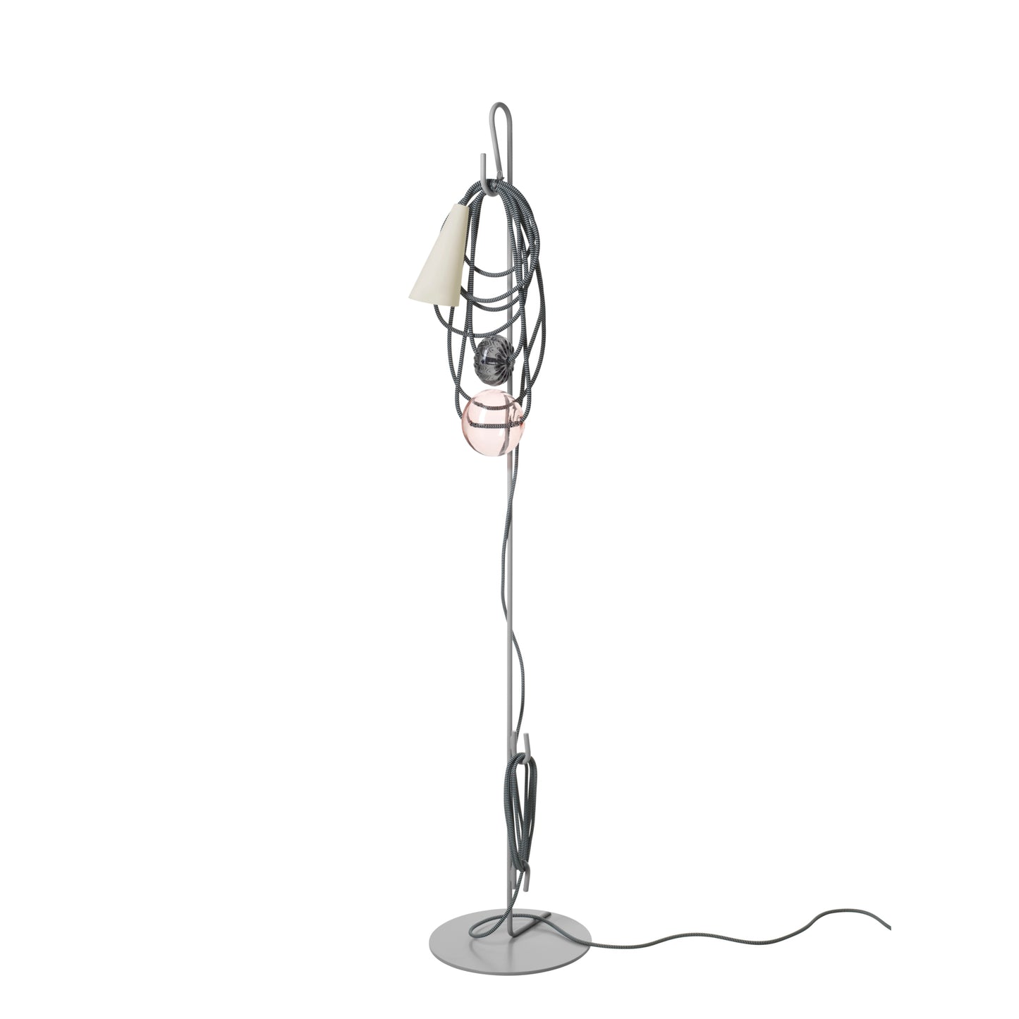 Filo Lettura Blown Glass Floor Lamp with Varnished Metal