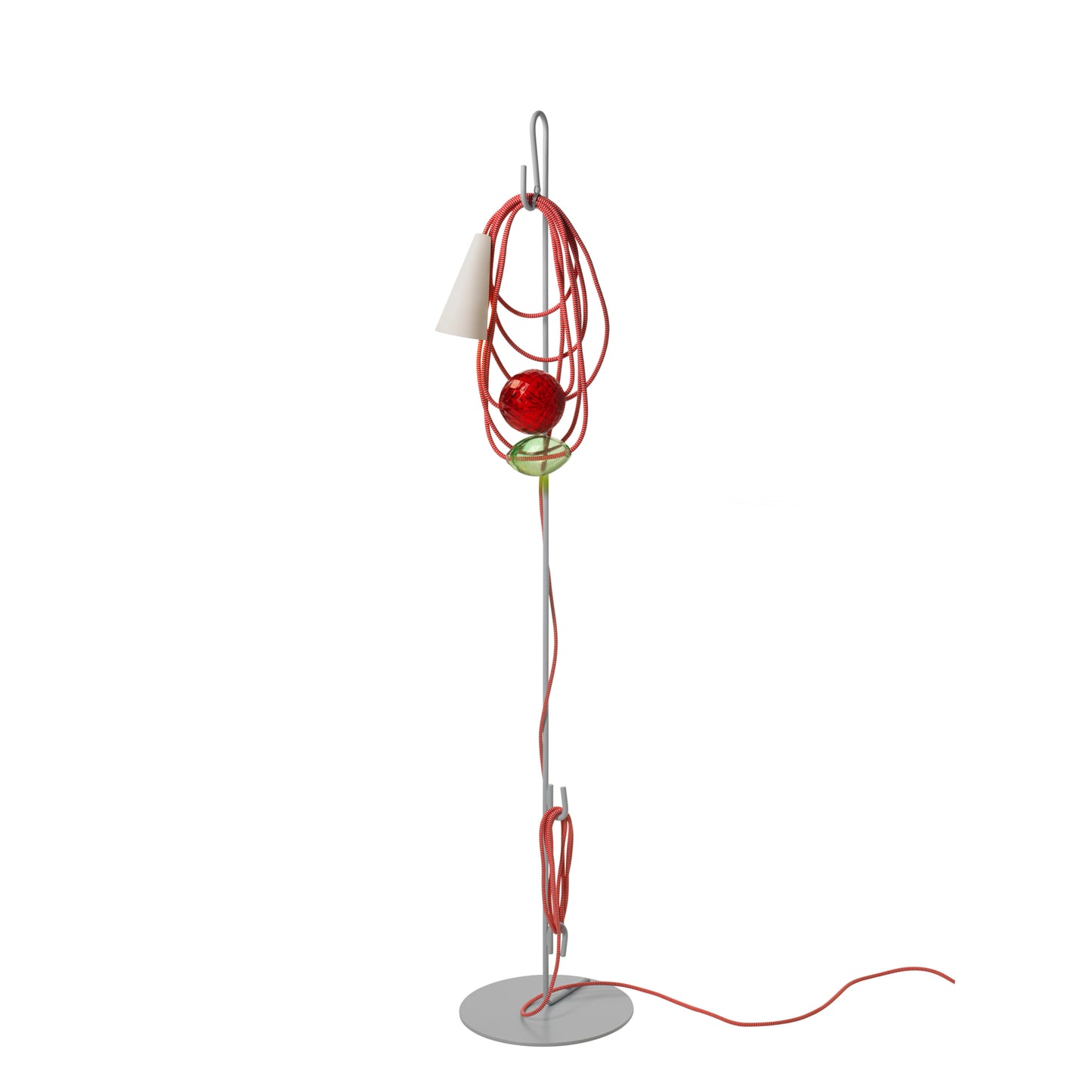 Filo Lettura Blown Glass Floor Lamp with Varnished Metal