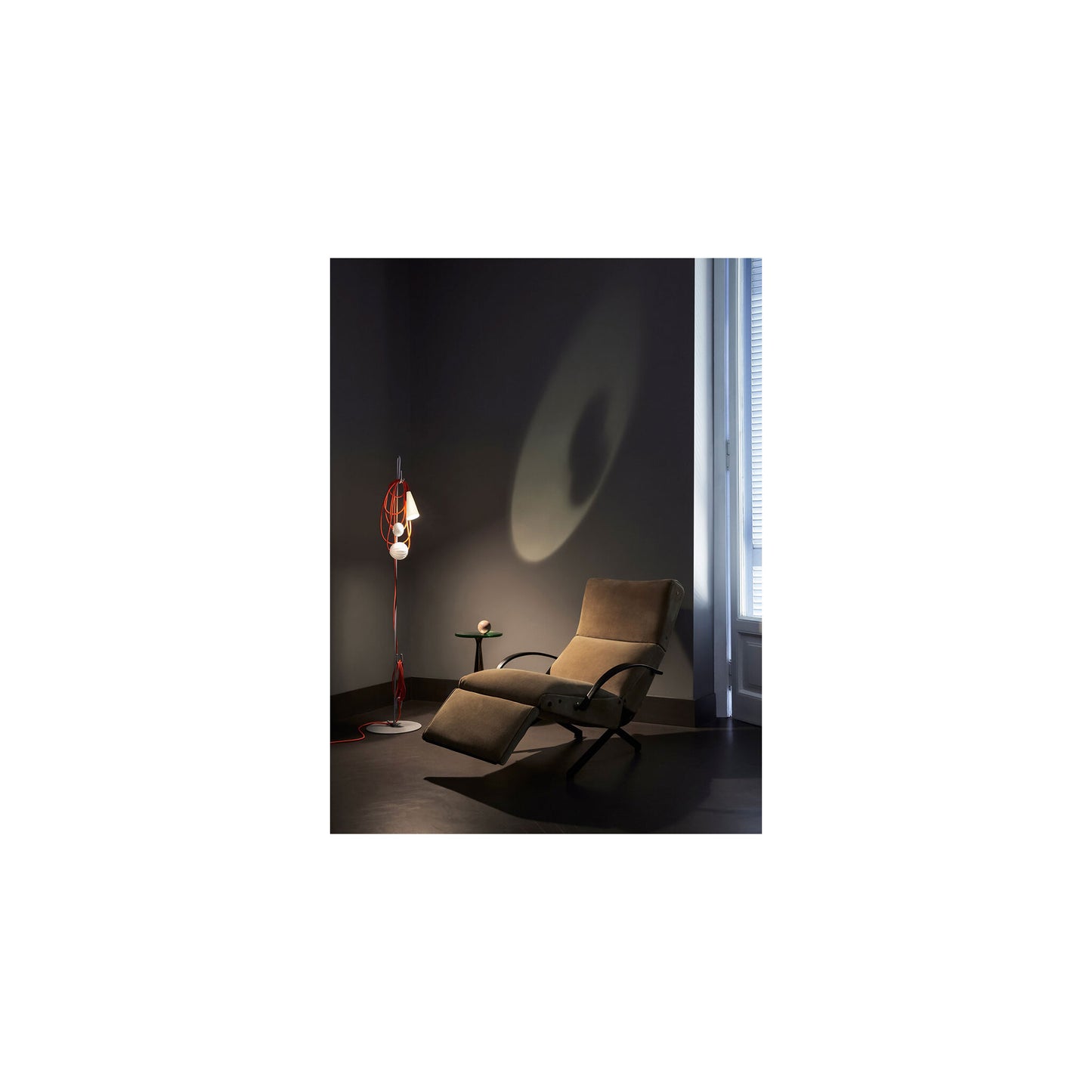 Filo Lettura Blown Glass Floor Lamp with Varnished Metal