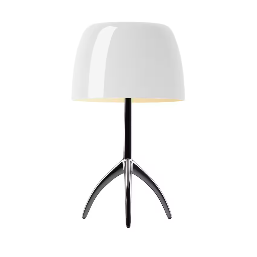 Lumiere Grande On/Off Black Chrome Table Lamp with Black Glass Diffuser