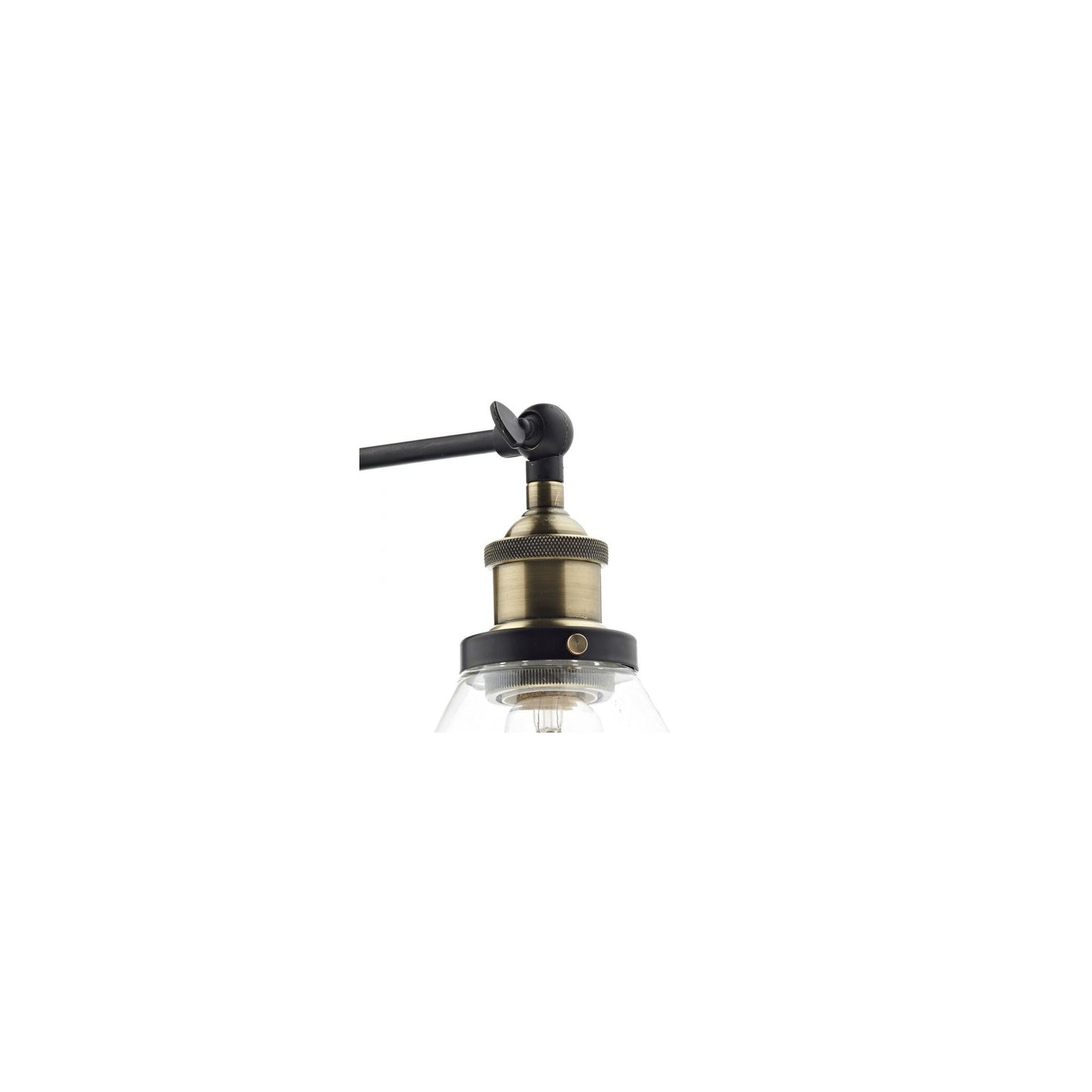 Ray Single Antique Brass Wall Bracket with Clear Glass