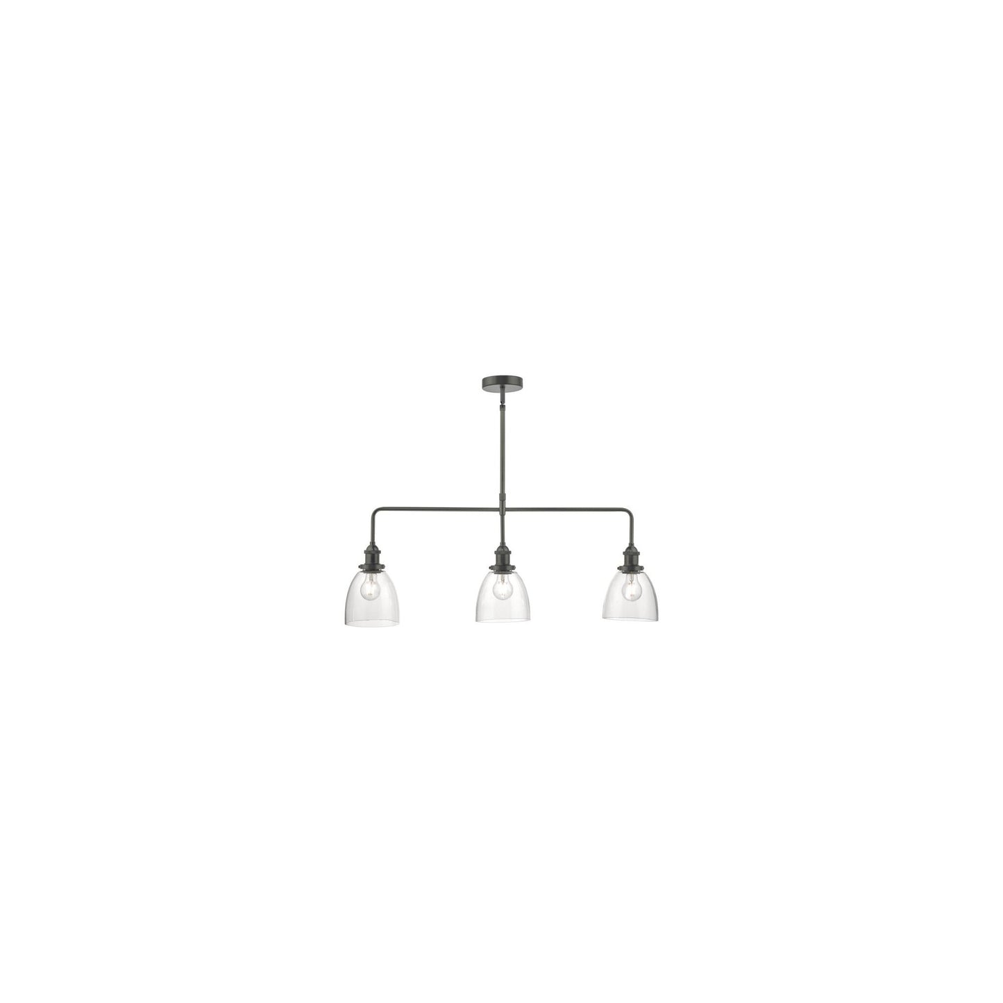 Arvin 3-Light Bar Pendant in Antique Chrome & Glass