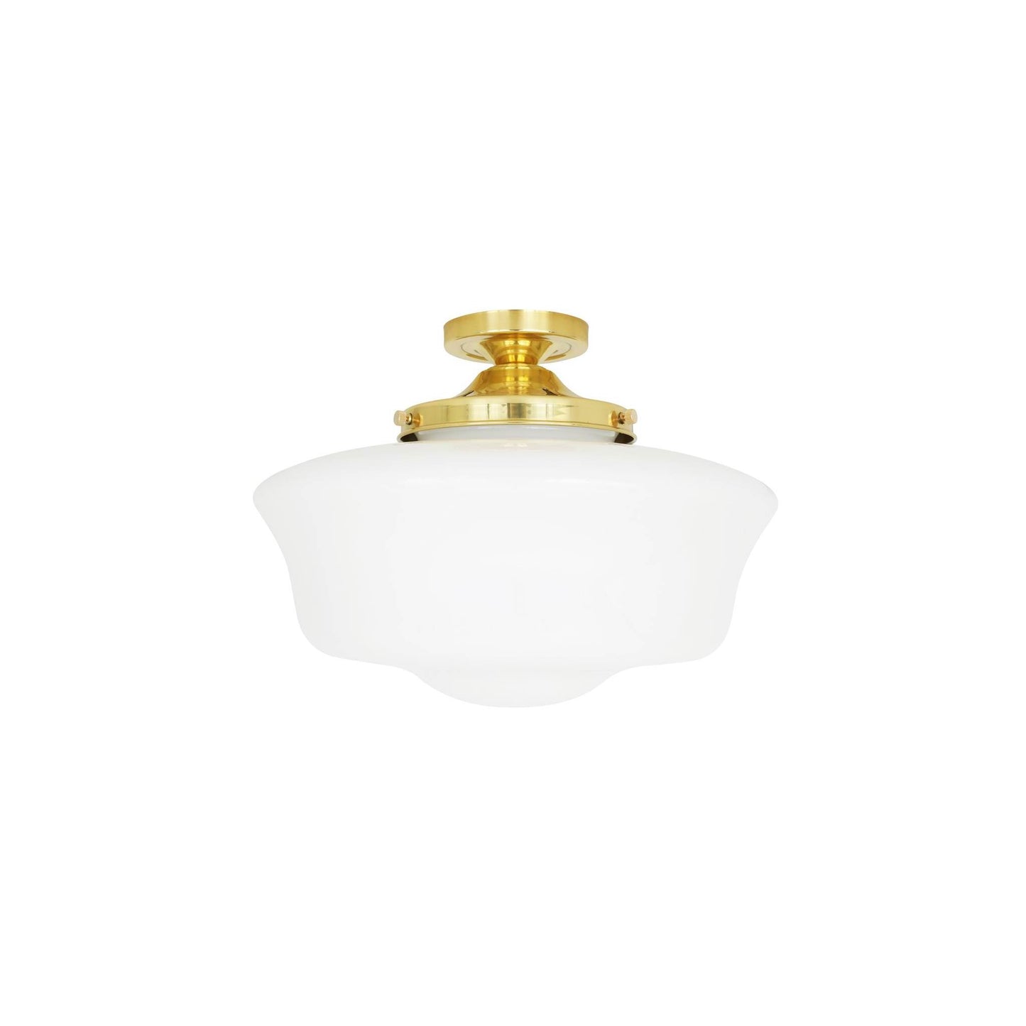 Schoolhouse Flush Ceiling Light Fitting with Opal Glass Shade